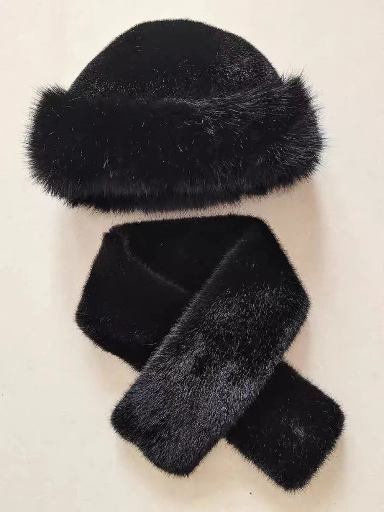 Women’s Winter Plush Hat & Scarf Set – Thick Warm Design