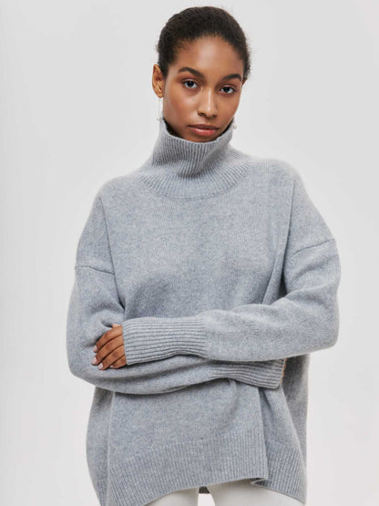 Women’s Winter Solid Turtleneck Sweater – Cozy Long Sleeve Knit Pullover