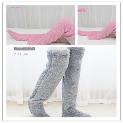 Women’s Over-Knee Fuzzy Warm Socks – Winter Thermal Soft Sleep Stockings