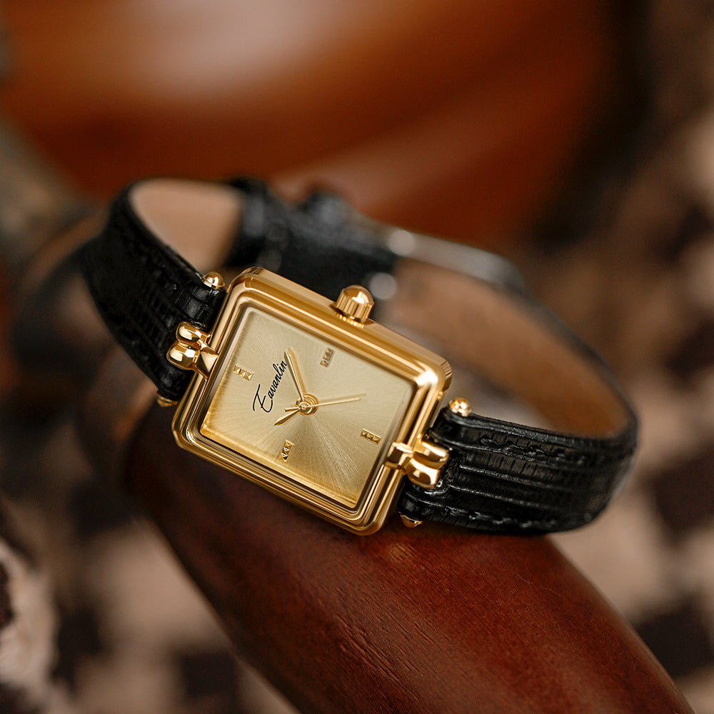 Elegant Retro Square Women’s Watch – Light Luxury Design