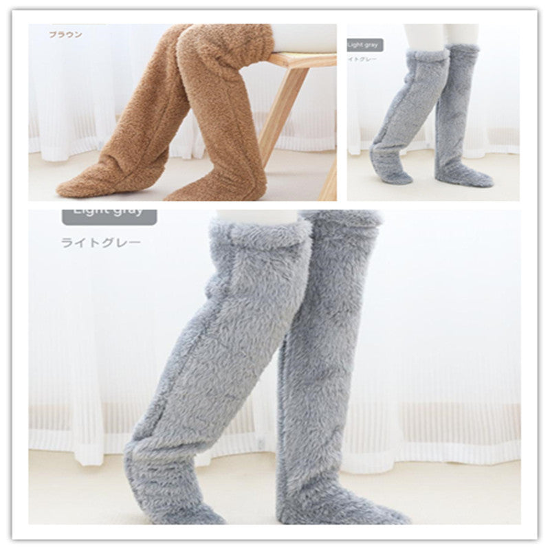 Women’s Over-Knee Fuzzy Warm Socks – Winter Thermal Soft Sleep Stockings