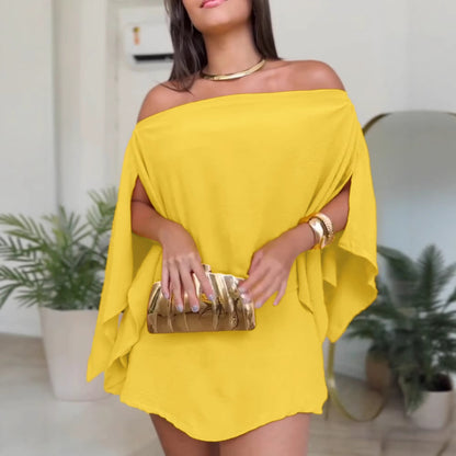 Elegant One-Shoulder Top with Slit Sleeves
