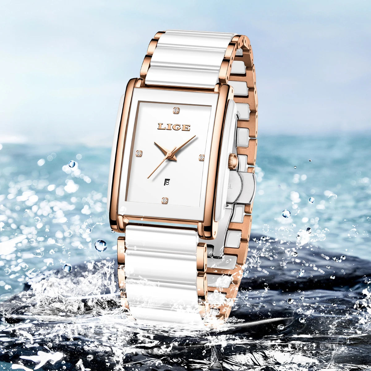 Luxury Diamond Square Quartz Watch for Women