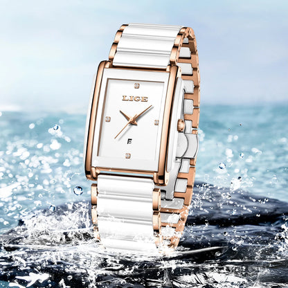 Luxury Diamond Square Quartz Watch for Women