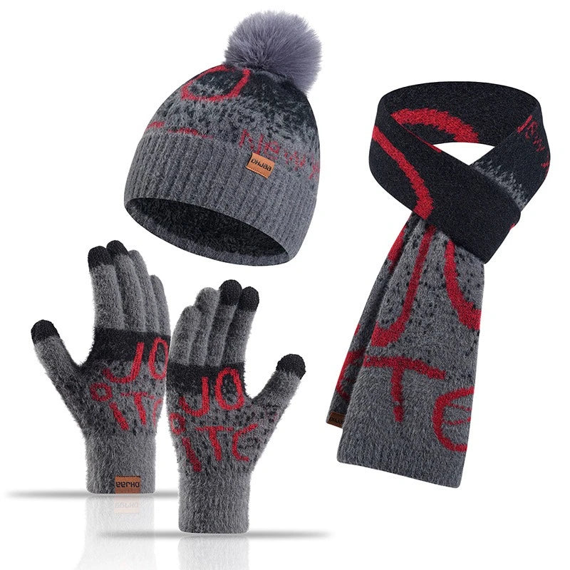 3-Piece Winter Knit Set (Hat + Scarf + Gloves)