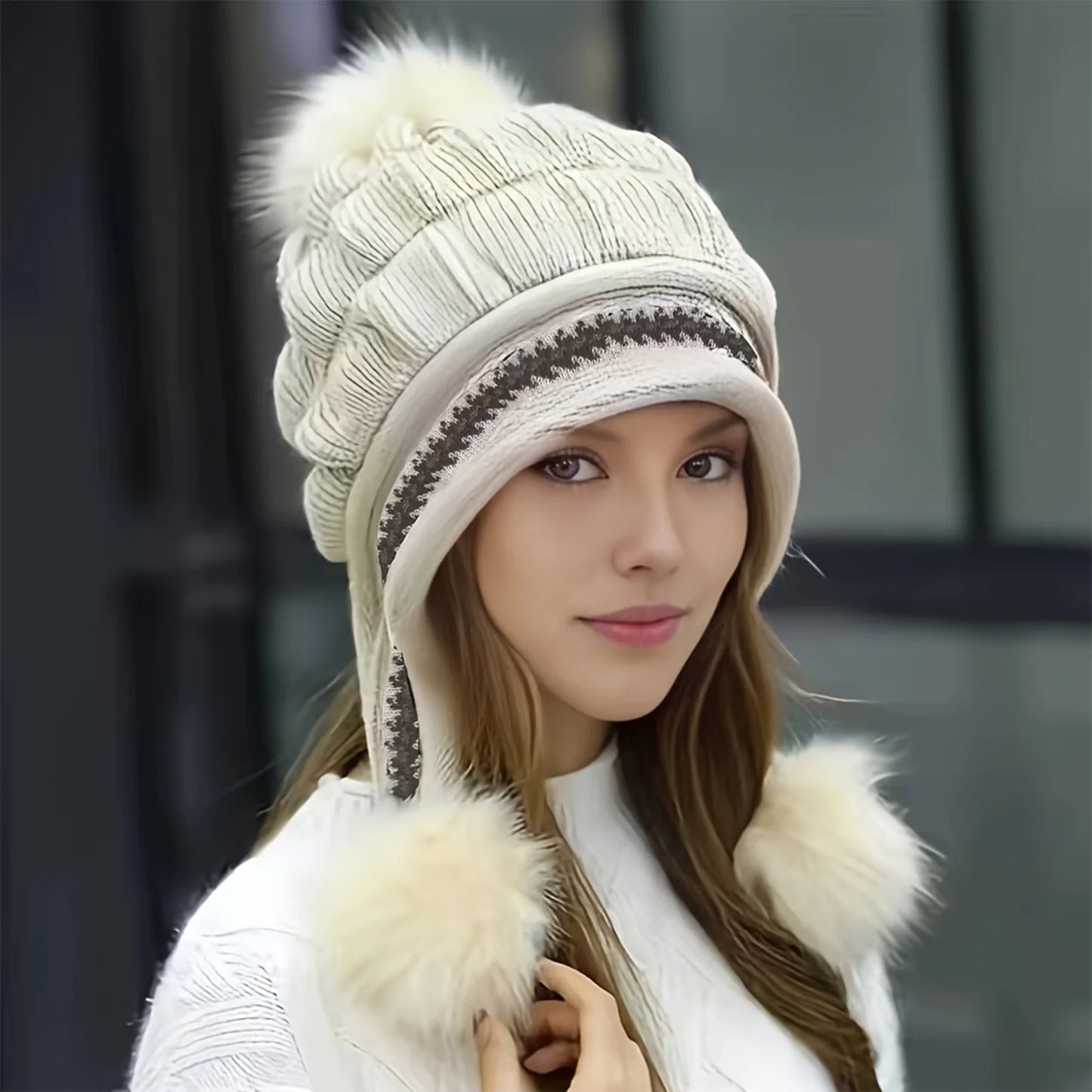 Women’s Winter Fur Hat – Fleece-Lined Earflap Beanie