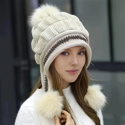 Women’s Winter Fur Hat – Fleece-Lined Earflap Beanie