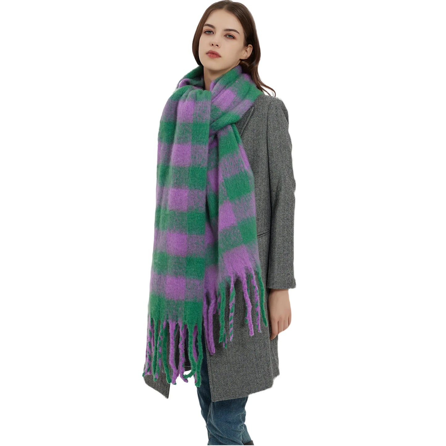 Women’s Thick Plaid Winter Scarf