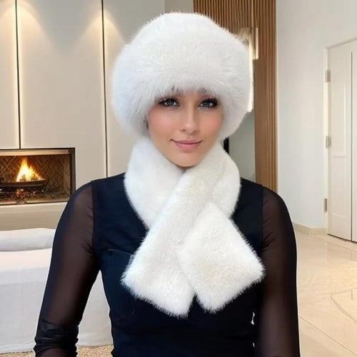 Women’s Winter Plush Hat & Scarf Set – Thick Warm Design
