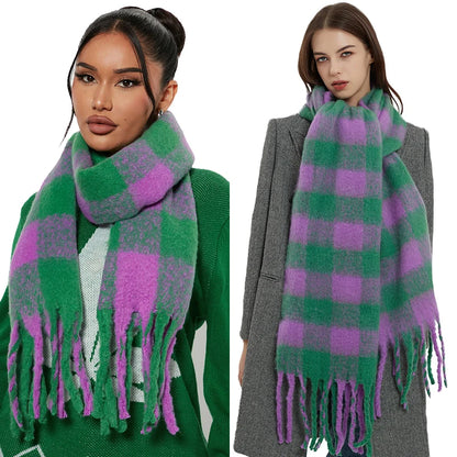 Women’s Thick Plaid Winter Scarf