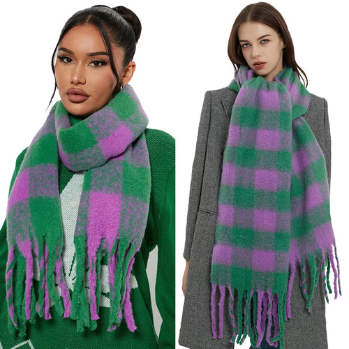 Women’s Thick Plaid Winter Scarf