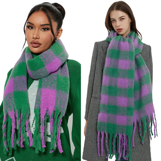 Women’s Thick Plaid Winter Scarf