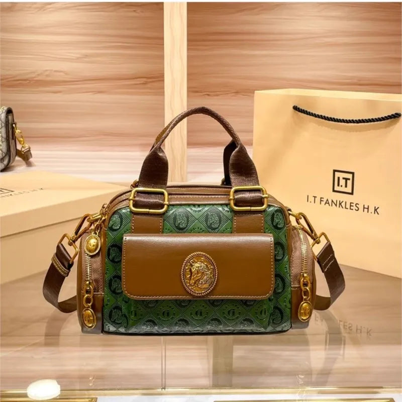 Luxury retro high-end bag in genuine leather