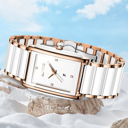 Luxury Diamond Square Quartz Watch for Women