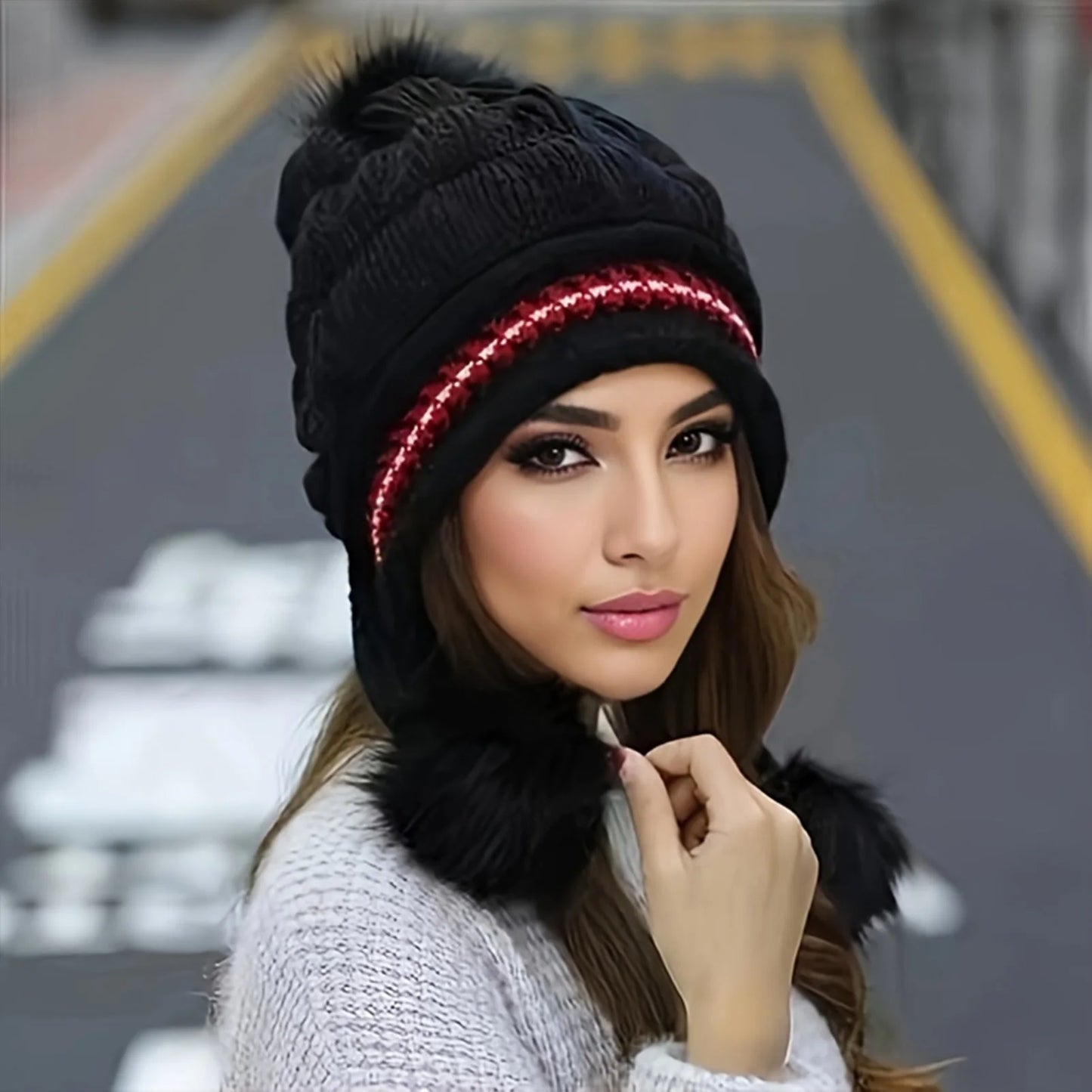 Women’s Winter Fur Hat – Fleece-Lined Earflap Beanie