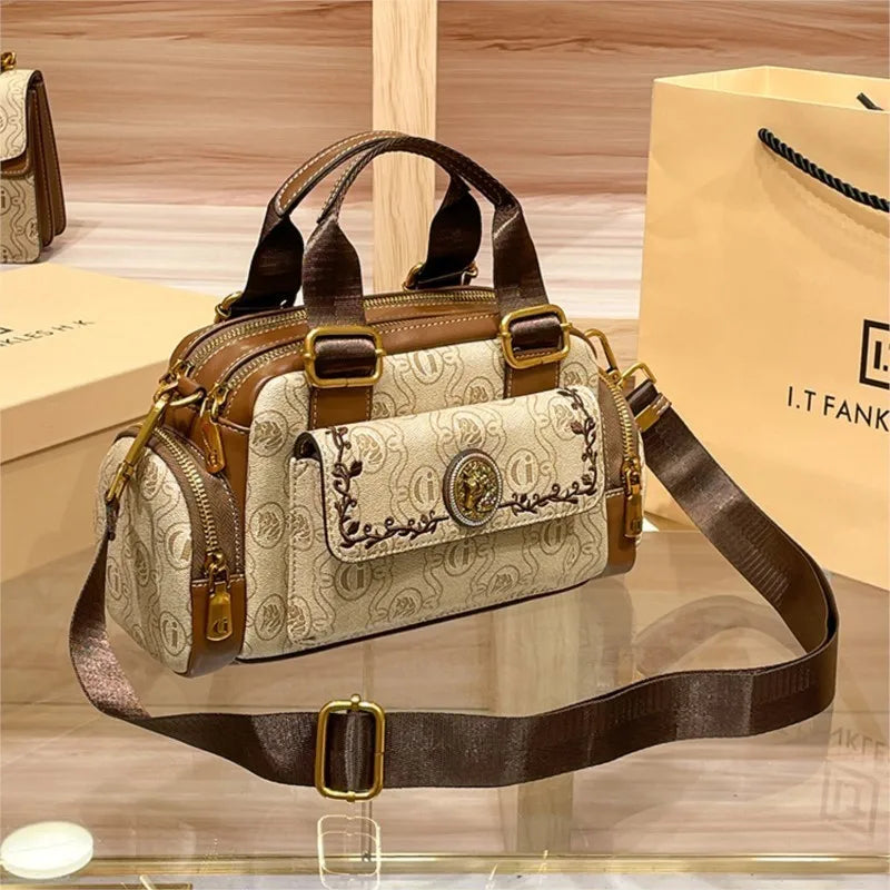 Luxury retro high-end bag in genuine leather