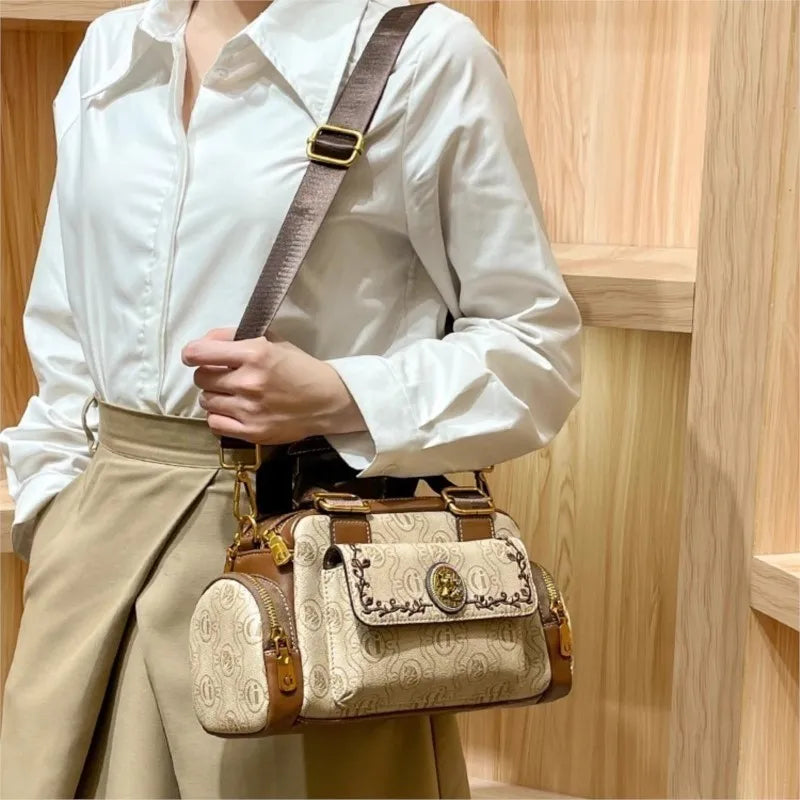 Luxury retro high-end bag in genuine leather
