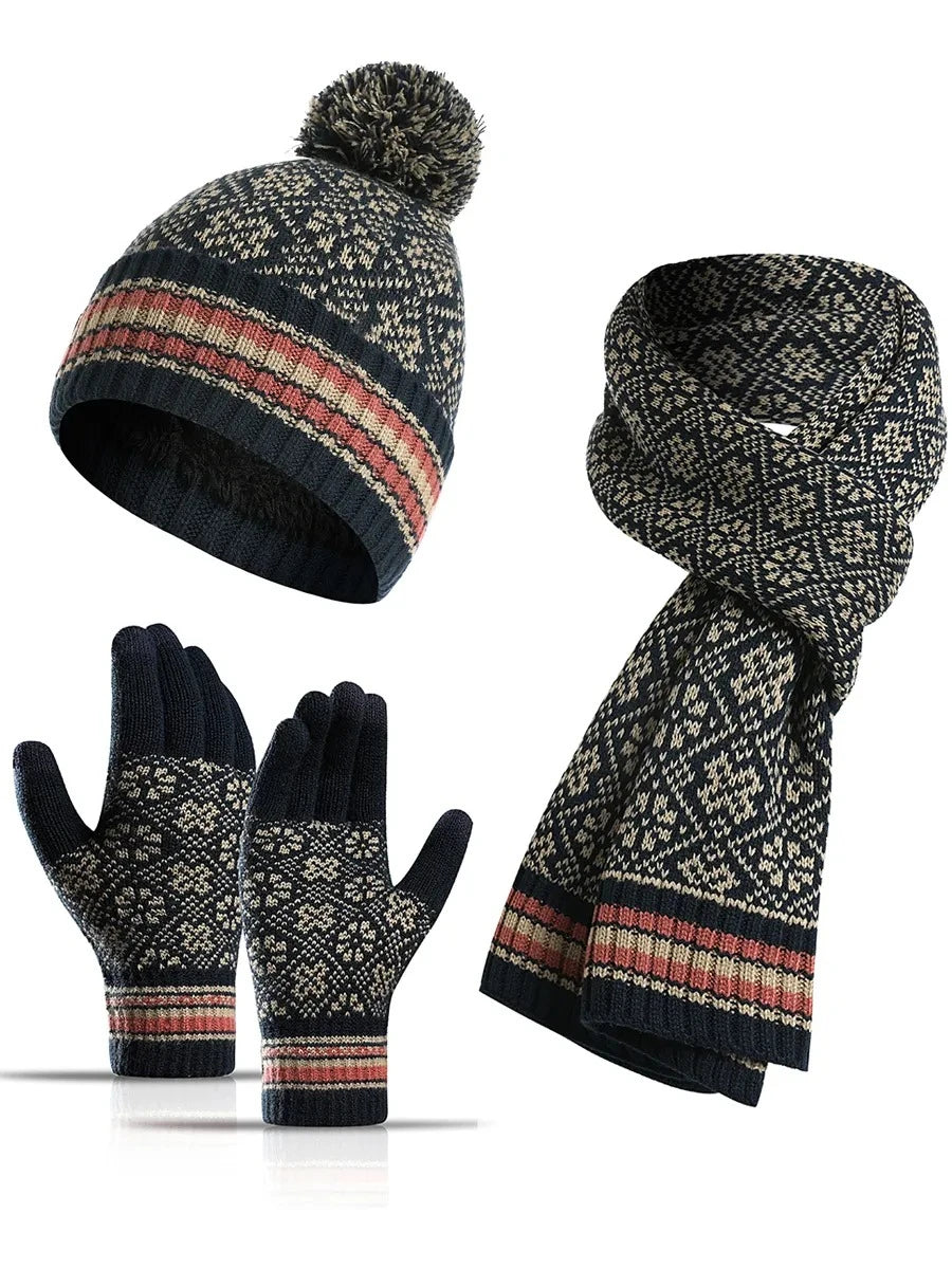 3-Piece Winter Knit Set (Hat + Scarf + Gloves)