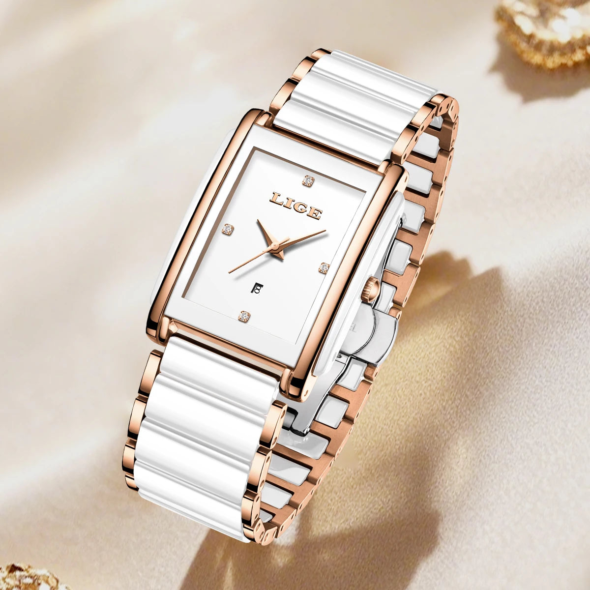 Luxury Diamond Square Quartz Watch for Women