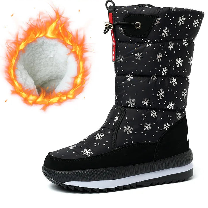 Women’s Waterproof Platform Snow Boots – Warm Mid-Calf
