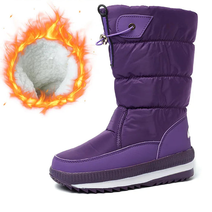 Women’s Waterproof Platform Snow Boots – Warm Mid-Calf