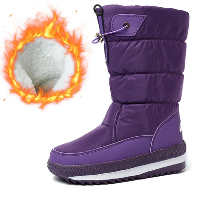 Women’s Waterproof Platform Snow Boots – Warm Mid-Calf