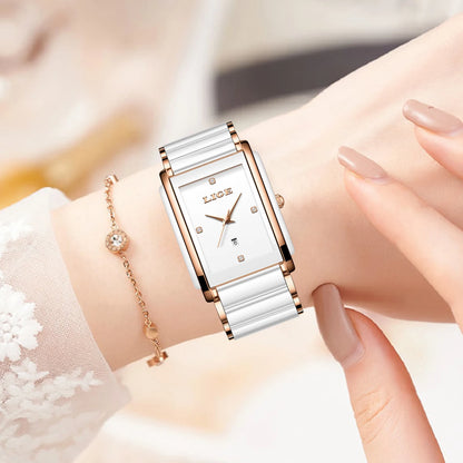Luxury Diamond Square Quartz Watch for Women