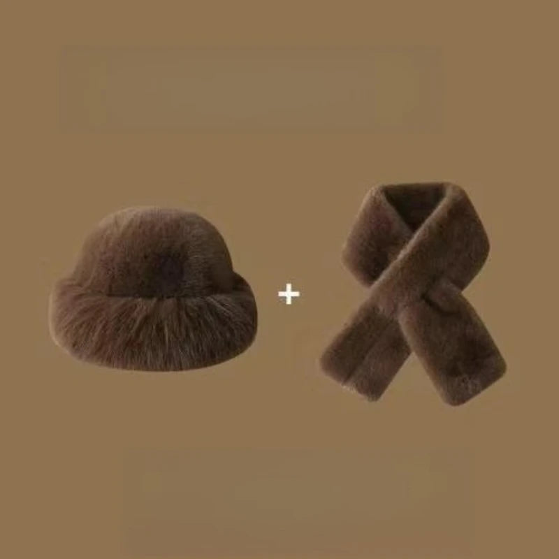 Women’s Winter Plush Hat & Scarf Set – Thick Warm Design