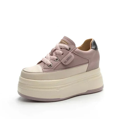 Women’s Genuine Leather Platform Sneakers – Wedge Comfort