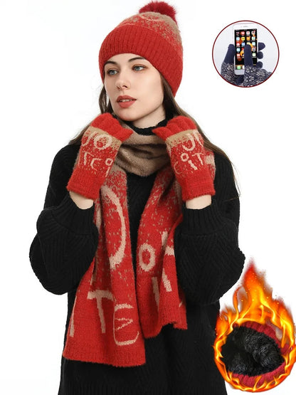 3-Piece Winter Knit Set (Hat + Scarf + Gloves)