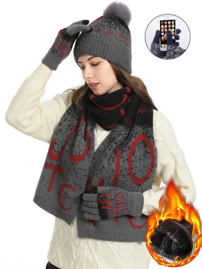 3-Piece Winter Knit Set (Hat + Scarf + Gloves)