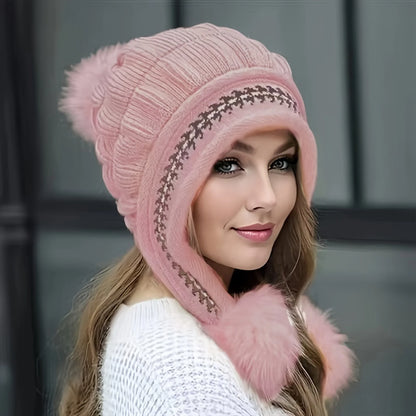Women’s Winter Fur Hat – Fleece-Lined Earflap Beanie