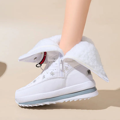 Women’s Waterproof Platform Snow Boots – Warm Mid-Calf