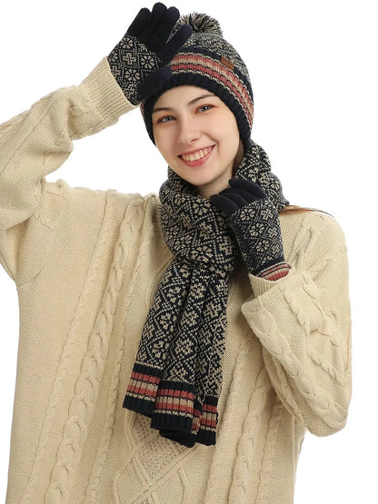 3-Piece Winter Knit Set (Hat + Scarf + Gloves)