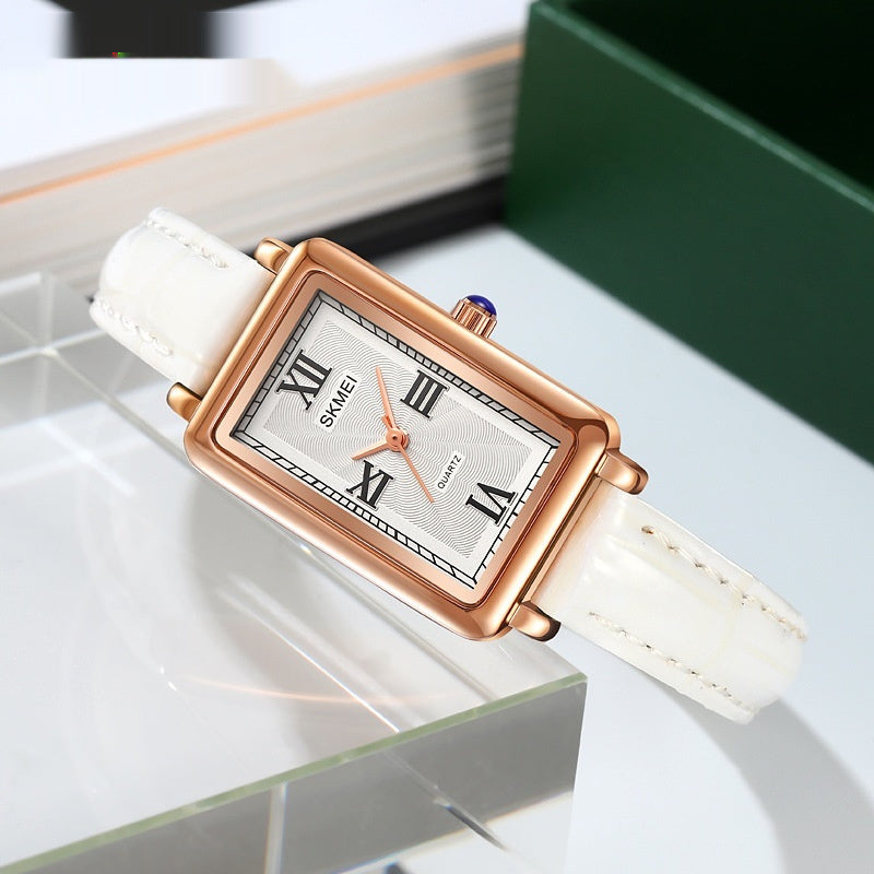 Elegant Retro Rectangle Ladies’ Quartz Watch – Daily Waterproof