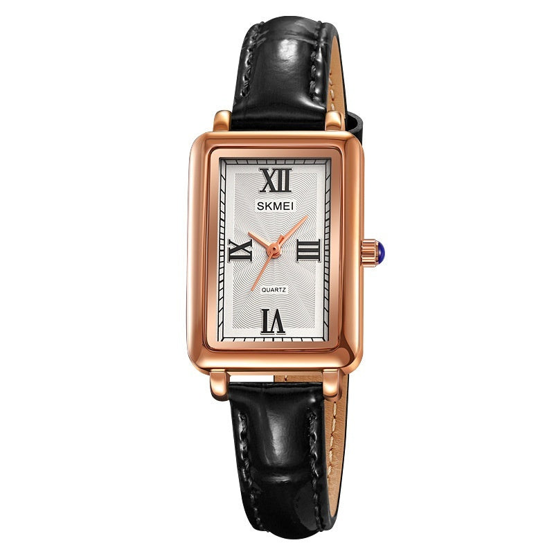 Elegant Retro Rectangle Ladies’ Quartz Watch – Daily Waterproof