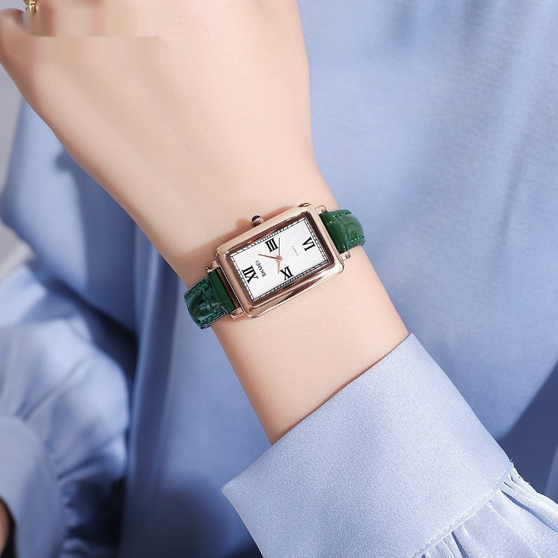 Elegant Retro Rectangle Ladies’ Quartz Watch – Daily Waterproof