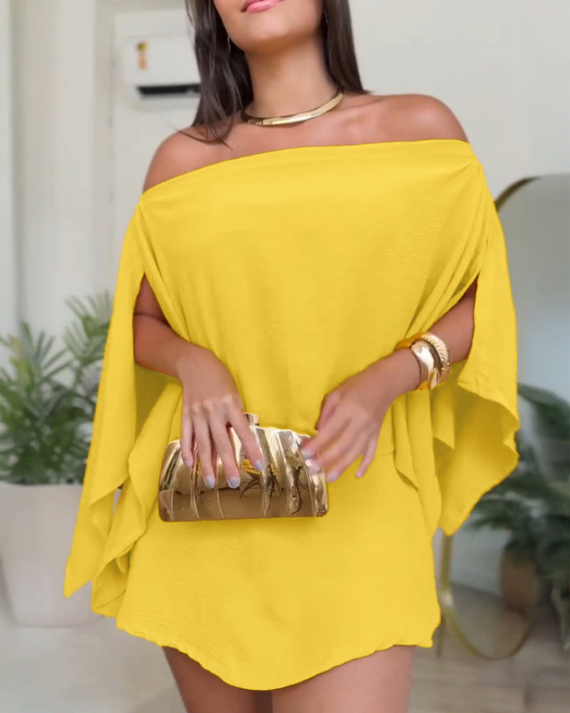 Elegant One-Shoulder Top with Slit Sleeves